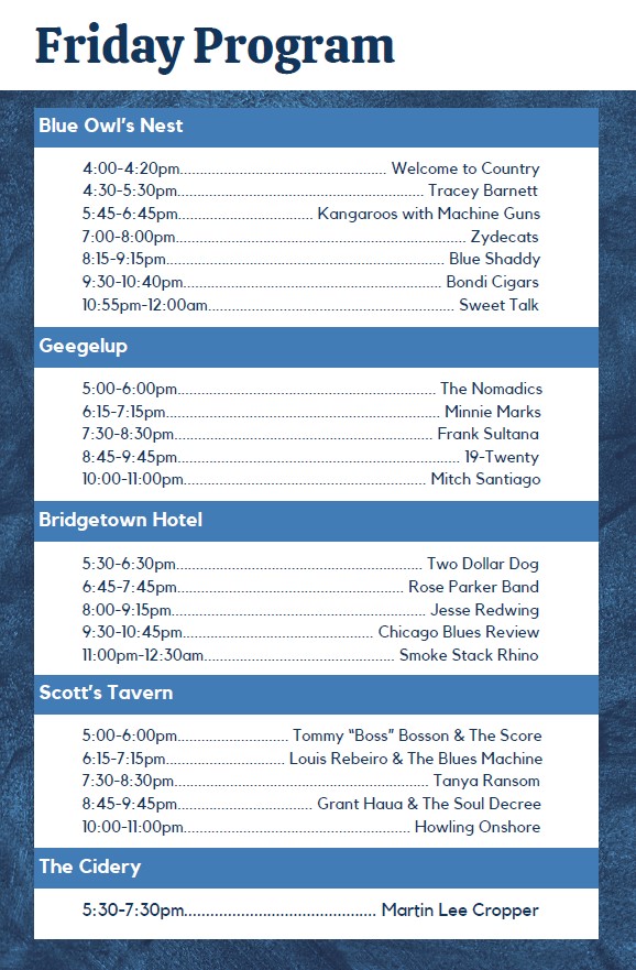 Set Times Blues at Bridgetown